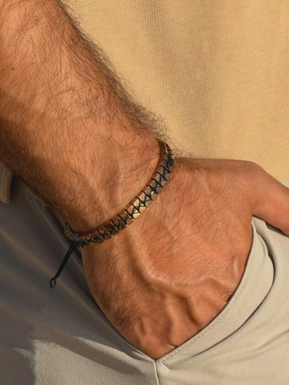 Handcrafted Bronze Natural Stone Bracelet